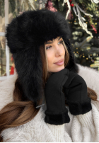 Futrzana Căciulă uszatka Winter Bear negru