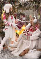 Wzorzysty sweterek Christmas Mission czerwono-Alb