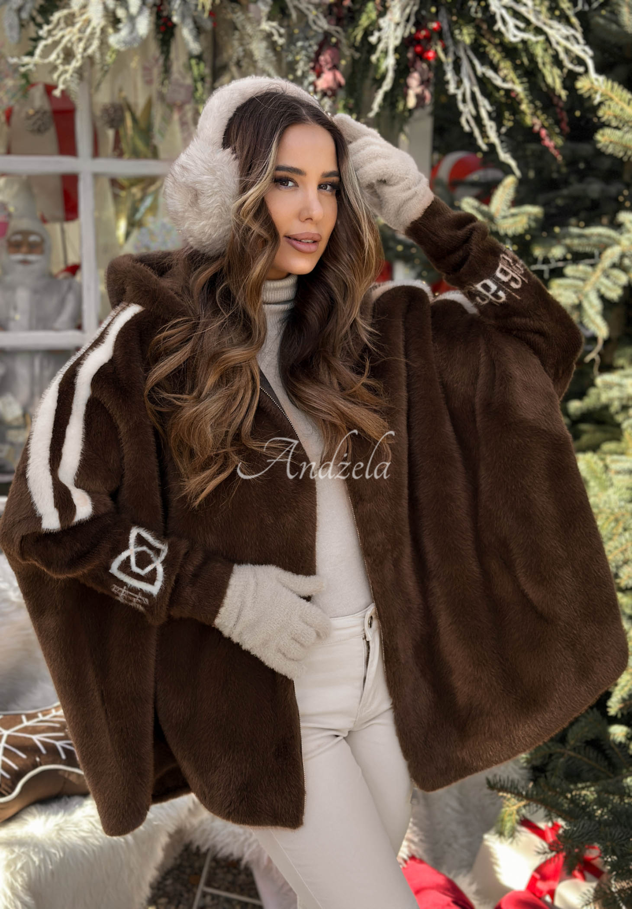 Geacă din lână de alpaca cu angoră Choose Me First