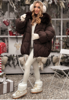 Pikowana Geacă z futerkiem Cold Without You ciocolatie