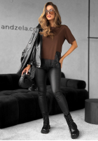 Tricou z koronką Daily Lace ciocolatiu