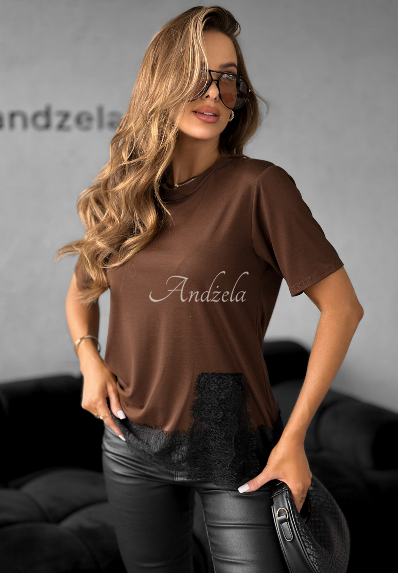Tricou din viscoză cu dantelă Daily Lace