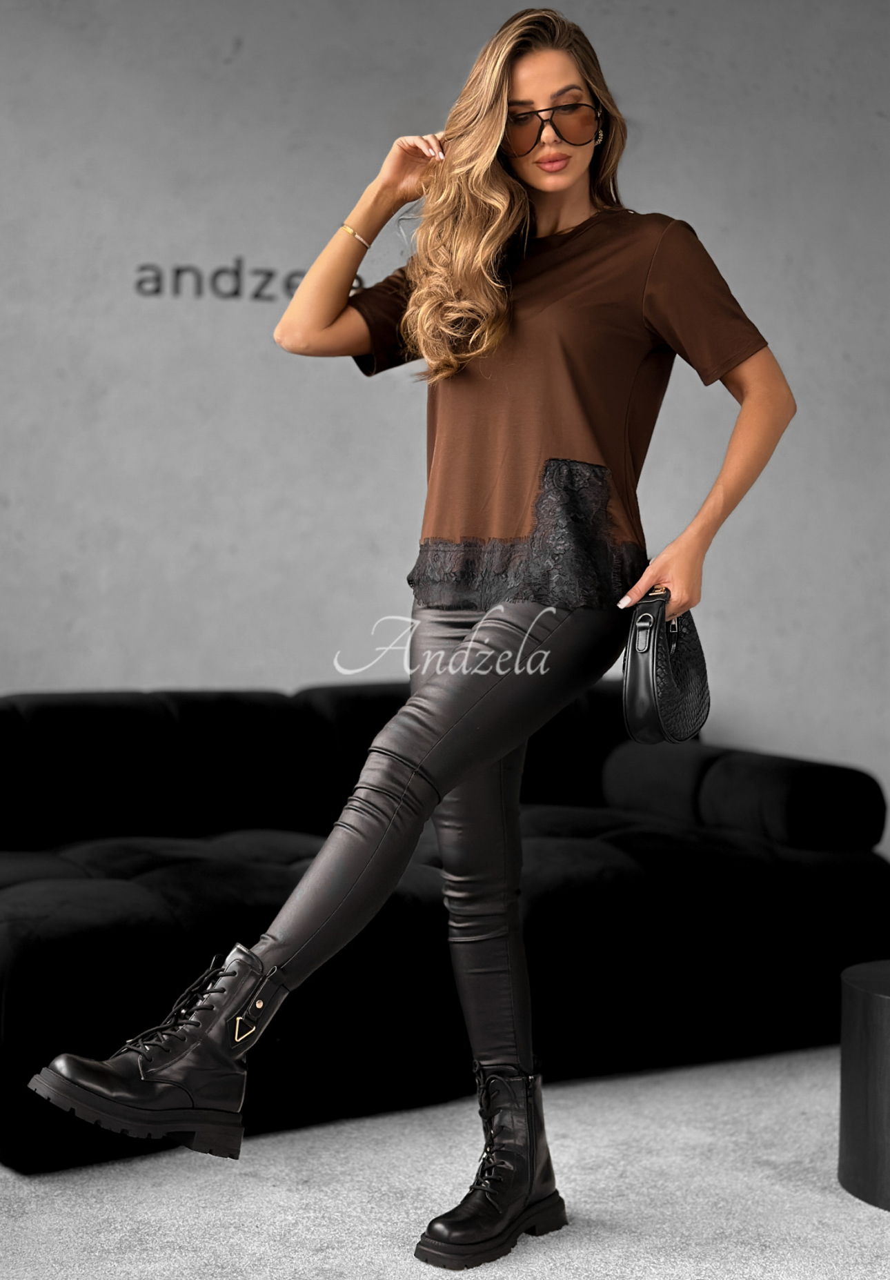 Tricou din viscoză cu dantelă Daily Lace