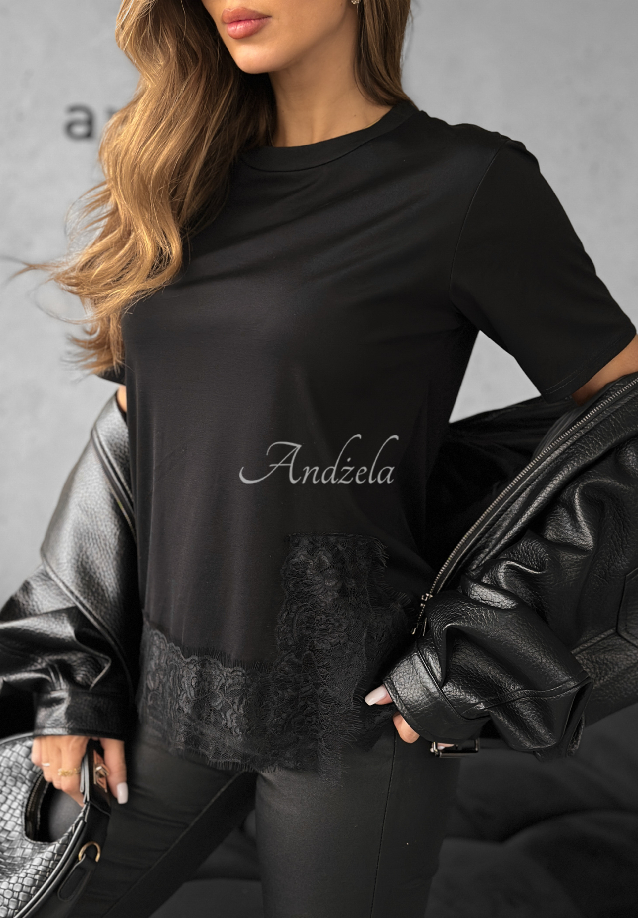 Tricou din viscoză cu dantelă Daily Lace