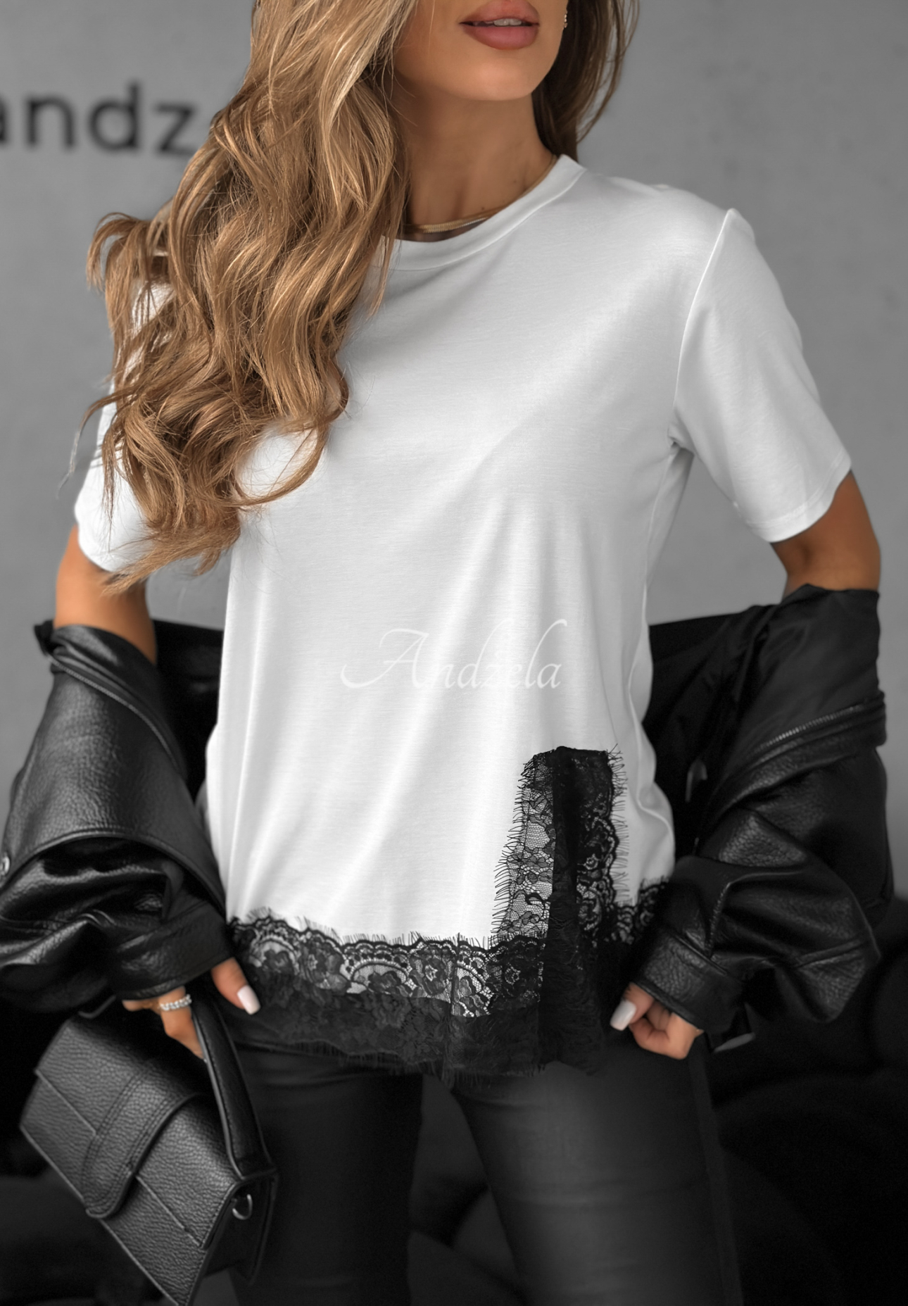 Tricou din viscoză cu dantelă Daily Lace