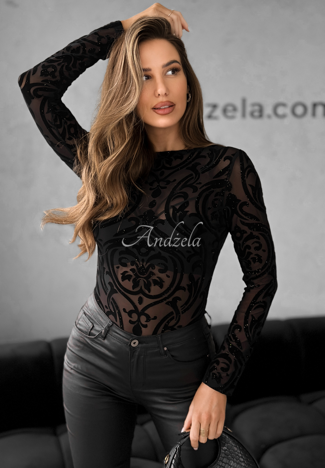 Bluză din plasă strălucitoare cu imprimeu The Bad News