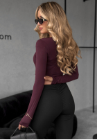 Bluză longsleeve z koronką Miss In Me burgundowa