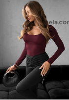 Body z dekoltem Come Over burgundowe