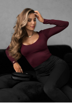 Body z dekoltem Come Over burgundowe