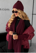 Prążkowany Compleu Căciulă i szalik z kaszmirem Snow Dates burgundowy
