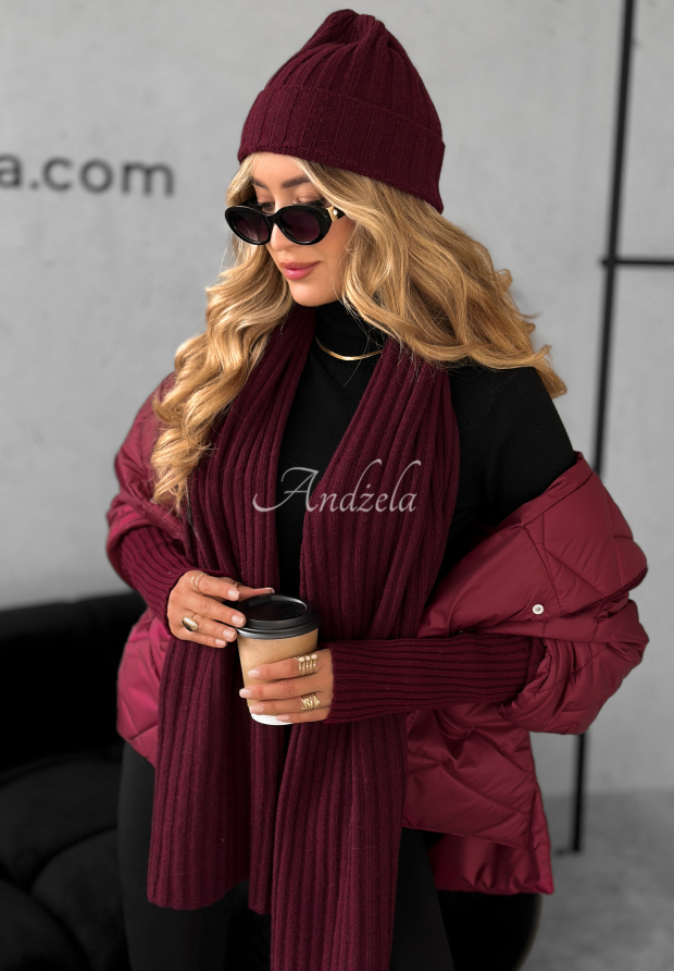 Set cu striații format din căciulă și fular din l&acirc;nă și cașmir Snow Dates