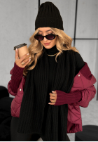 Prążkowany Compleu Căciulă i szalik z kaszmirem Snow Dates negru