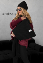 Prążkowany Compleu Căciulă i szalik z kaszmirem Snow Dates negru