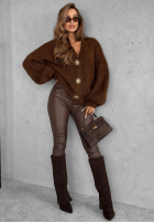 Krótki Cardigan z bufkami Snow Hill ciocolatiu