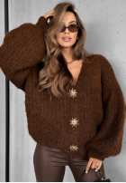 Cardigan scurt din viscoză cu lână și mâneci bufante Snow Hill