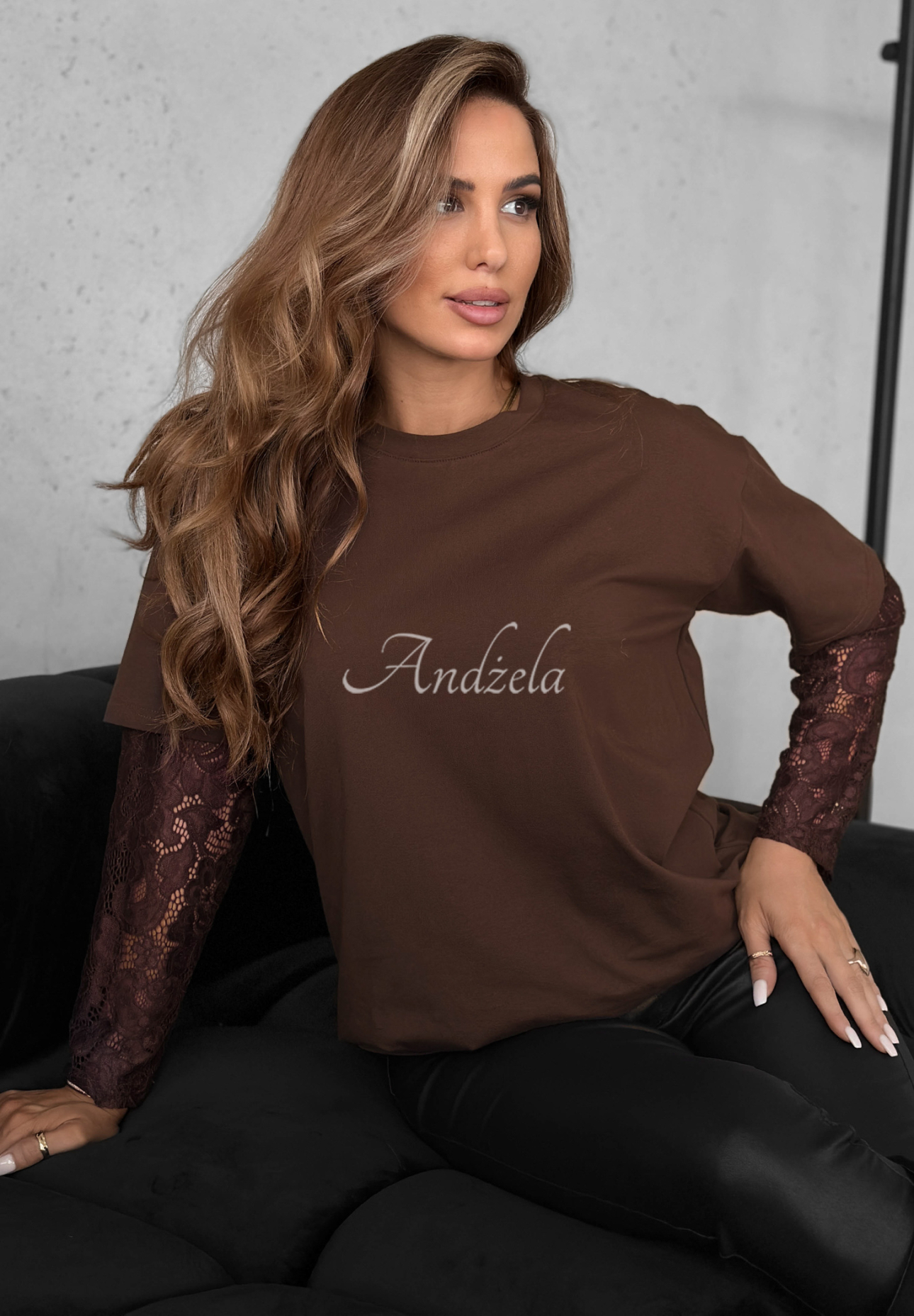 Tricou cu mâneci din dantelă The Only Thing