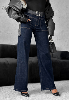 Blugi wide leg cu curea Still Learning