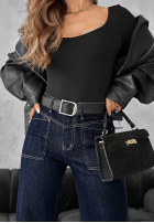 Pantaloni din denim wide leg z paskiem Still Learning bluemarin