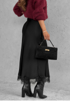 Satynowa Fustă midi z koronką Hot Topic negru