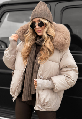 Geacă matlasată cu glugă și blană Little Snowman