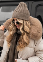 Pikowana Geacă z kapturem i futerkiem Little Snowman bej