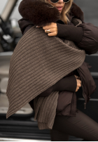 Prążkowany Compleu Căciulă i szalik z kaszmirem Snow Dates bej