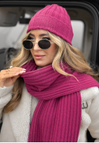 Prążkowany Compleu Căciulă i szalik z kaszmirem Snow Dates fucsia