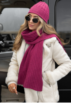 Prążkowany Compleu Căciulă i szalik z kaszmirem Snow Dates fucsia
