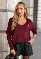 Ușor Pulover z dekoltem Sensibility burgundowy
