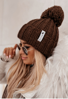Pleciona Căciulă z wełną Laponia ciemnoczekoladowa