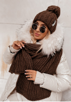 Pleciona Căciulă z wełną Laponia ciemnoczekoladowa
