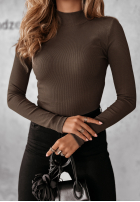 Prążkowana Bluză z półgolfem Believe In Tomorrow ciemnoczekoladowa