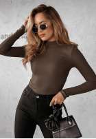 Prążkowana Bluză z półgolfem Believe In Tomorrow ciemnoczekoladowa