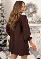 Rochie z bufiastymi rękawami Just One Kiss ciocolatie