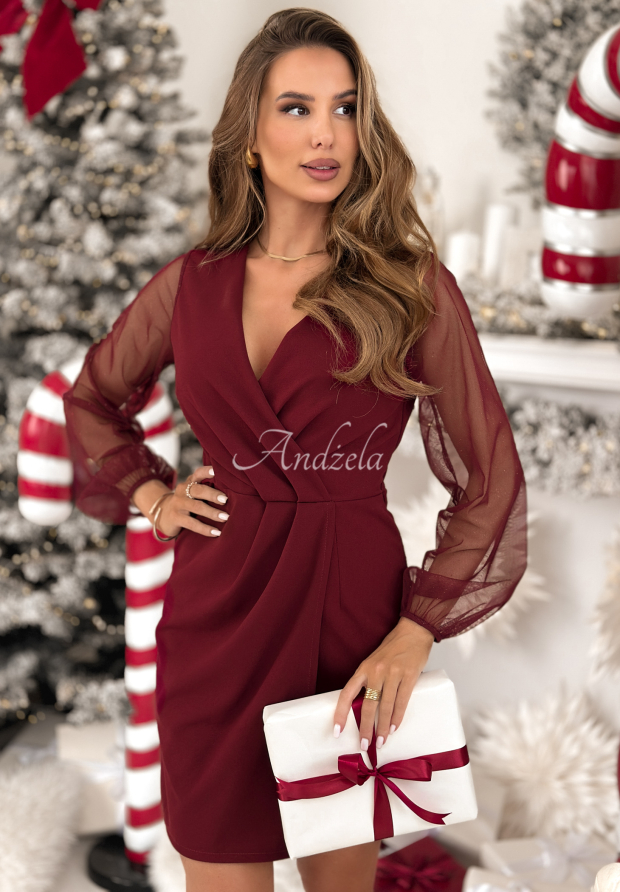 Rochie mini cu m&acirc;neci decorative Sweet Gifts