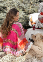 Krótki ozdobnie pleciony Cardigan Cup Of Hot różowo-bej