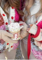 Krótki ozdobnie pleciony Cardigan Cup Of Hot różowo-bej