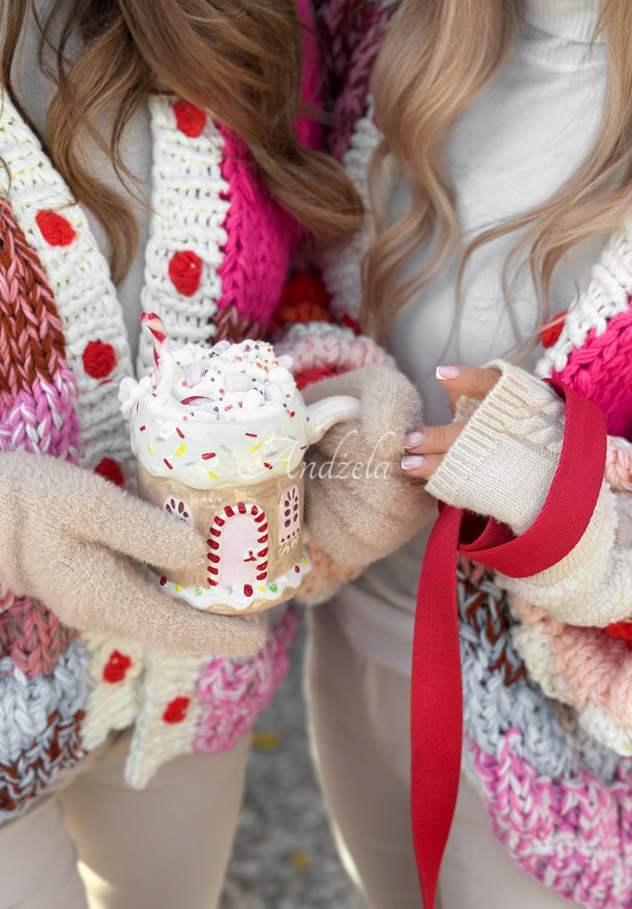 Cardigan scurt împletit decorativ Cup Of Hot