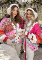 Krótki ozdobnie pleciony Cardigan Cup Of Hot różowo-bej