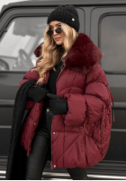 Pikowana Geacă z futerkiem Cold Without You burgundowa