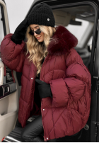 Pikowana Geacă z futerkiem Cold Without You burgundowa