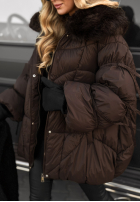 Pikowana Geacă z futerkiem Cold Without You ciocolatie