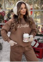 Compleu de trening Hanorac i Pantaloni So Happy Because Winter ciocolatiu