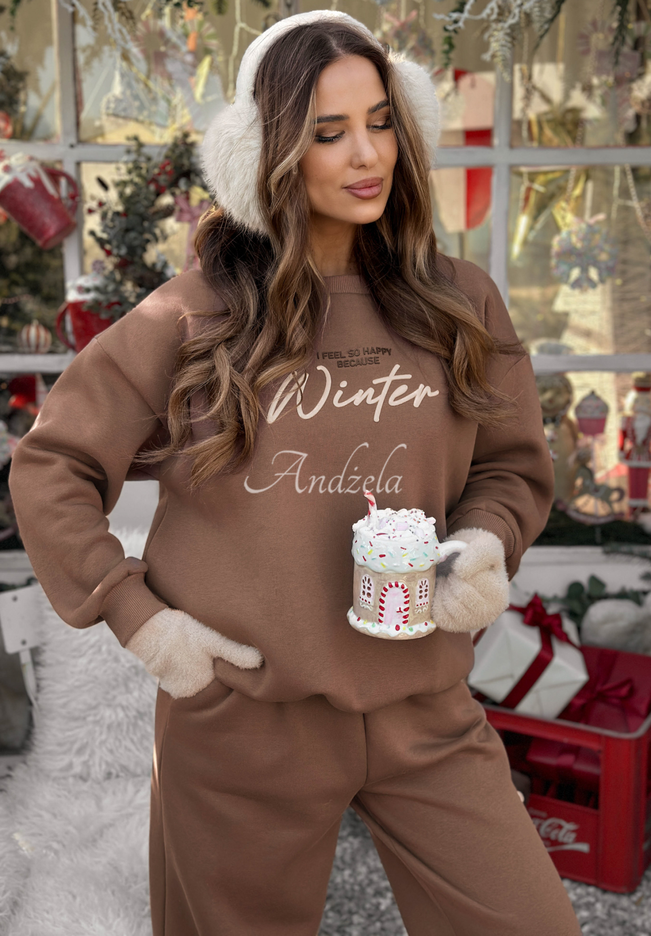 Set de trening căptușit format din hanorac și pantaloni So Happy Because Winter