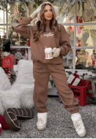 Compleu de trening Hanorac i Pantaloni So Happy Because Winter ciocolatiu