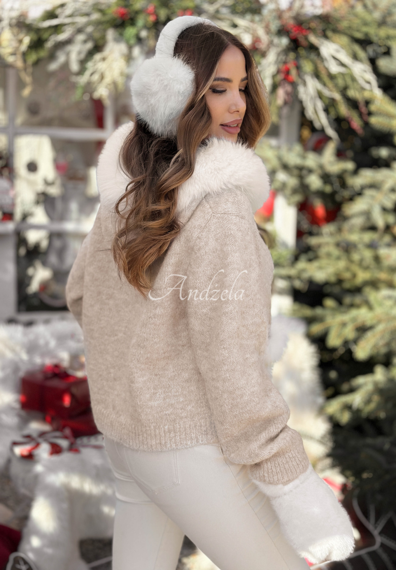 Pulover cu glugă și blăniță Cinnamon Tea