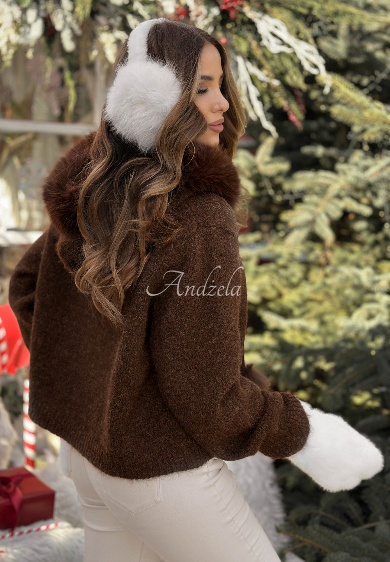 Pulover cu glugă și blăniță Cinnamon Tea