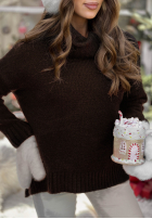 Pulover oversize z golfem Peaceful ciocolatiu