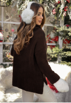 Pulover oversize z golfem Peaceful ciocolatiu