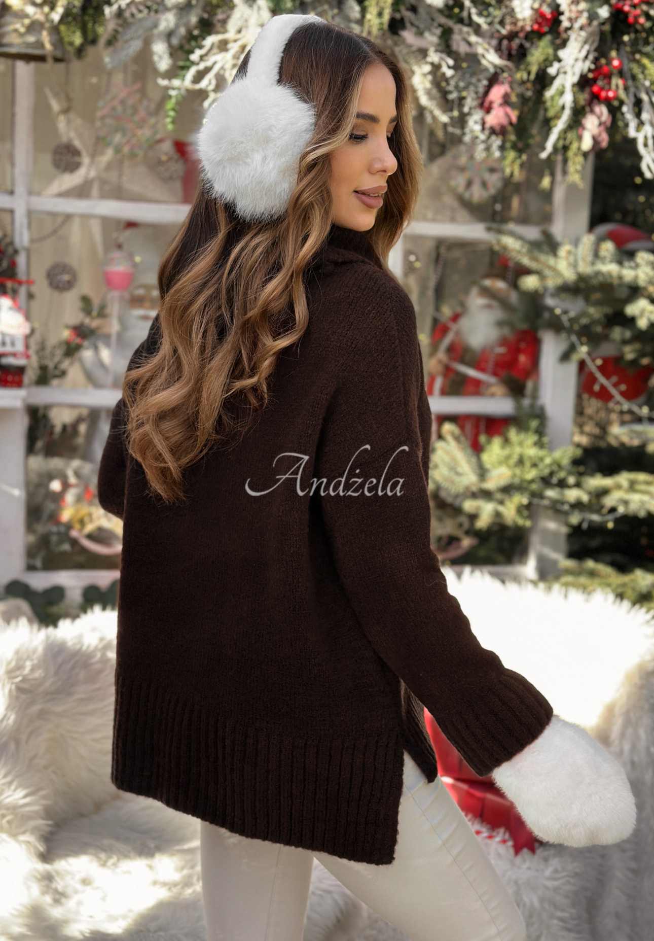 Pulover oversize cu guler rol Peaceful